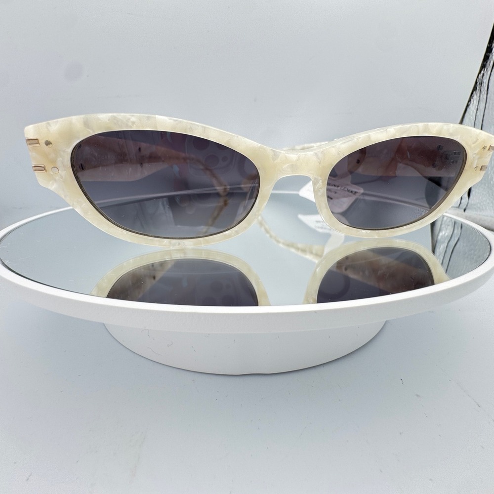Carolina Lemke Sunglasses 51 19 145 Creamy Pearl Cat Eye Gold Trim CL9105-3